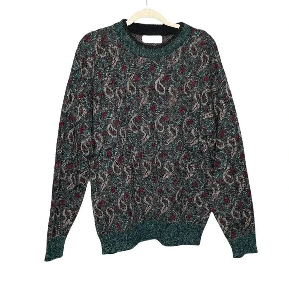 Vintage JJ Cochran Retro Peacock Eyelash Textured Pullover Sweater Size XL